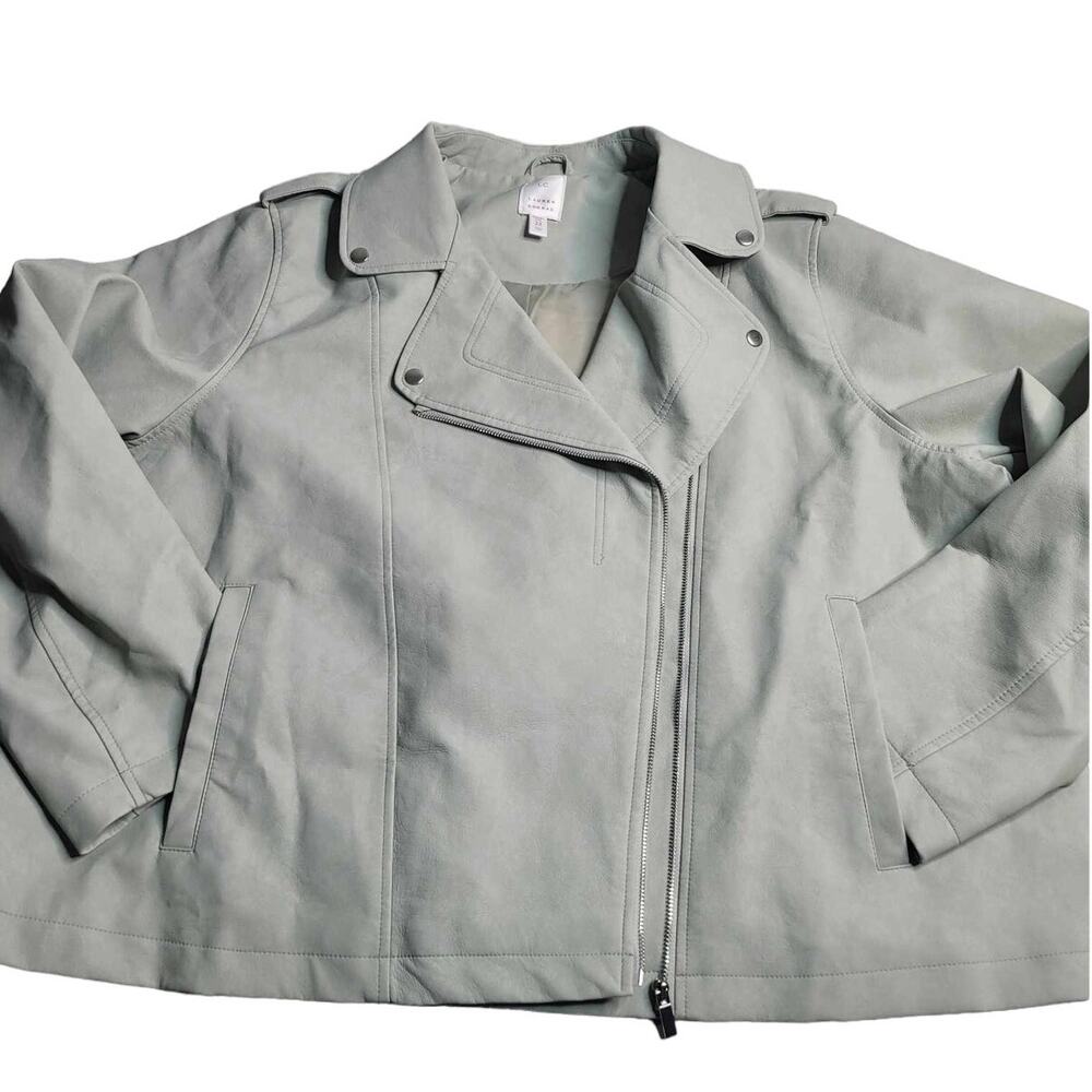 LC Lauren Conrad Faux Suede‎ Mint Moto Jacket Women's 2XL